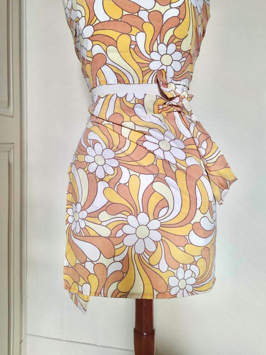 Jupe portefeuille faite main sixties orange