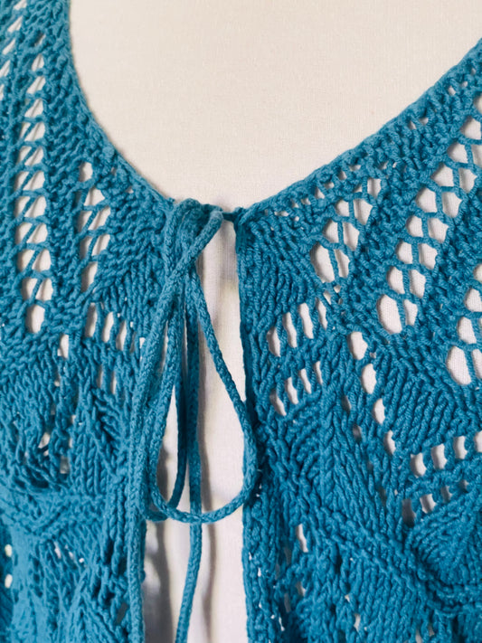 Gilet bleu en crochet 100% coton