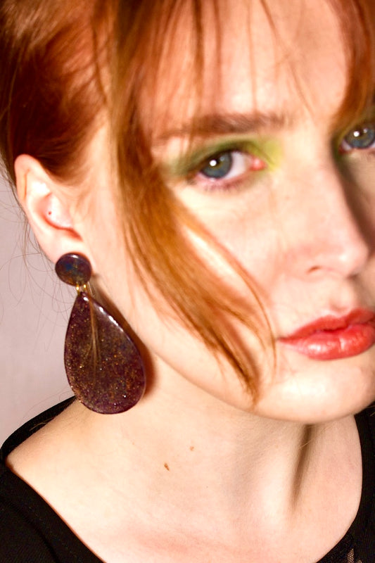 Boucles d'oreilles larme pailletée