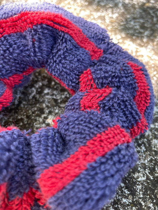 Chouchou rayé rouge et bleu