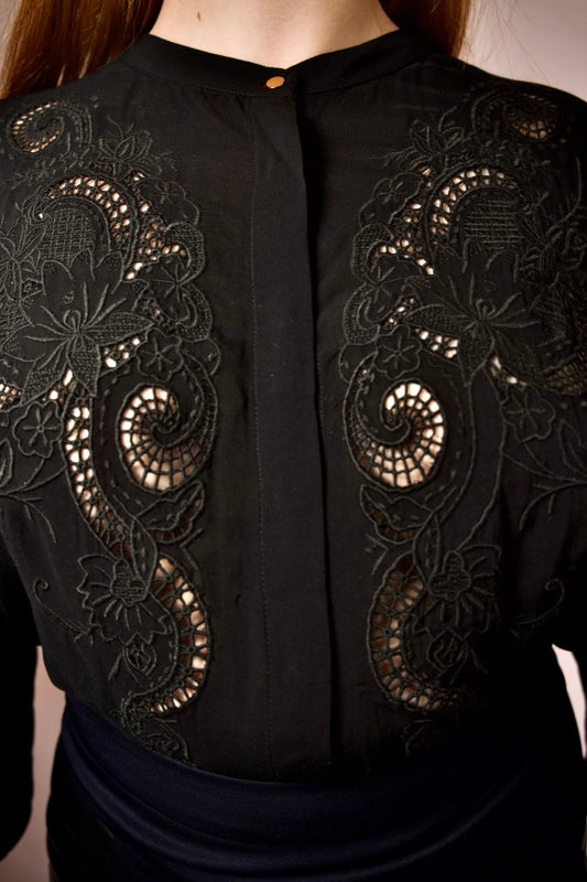 Chemise noire broderie anglaise LES PETITES
