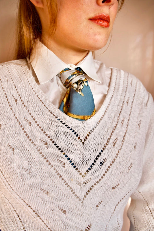 Pull blanc manches 3/4