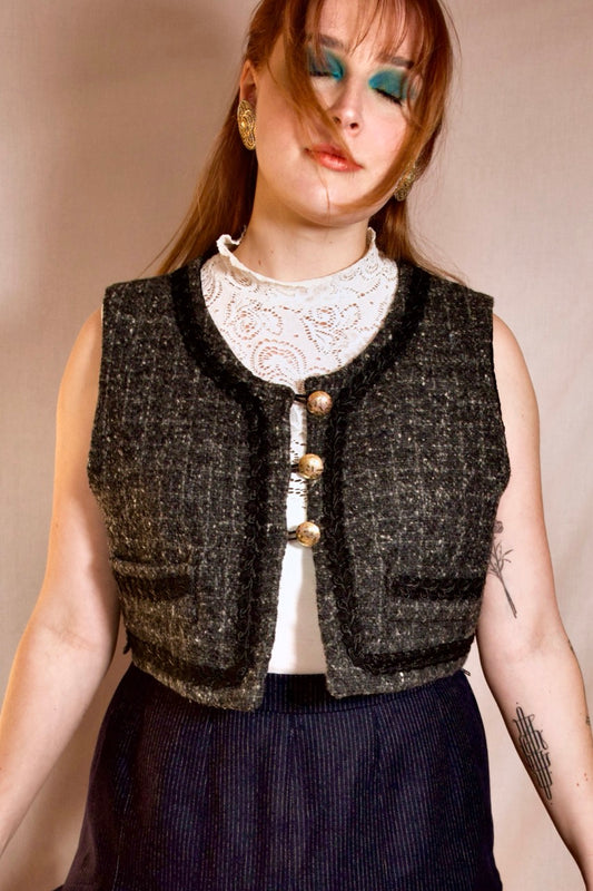 Gilet sans manche court laine