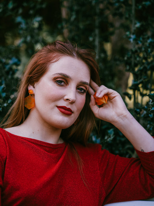 Pull rouge pailleté col bateau