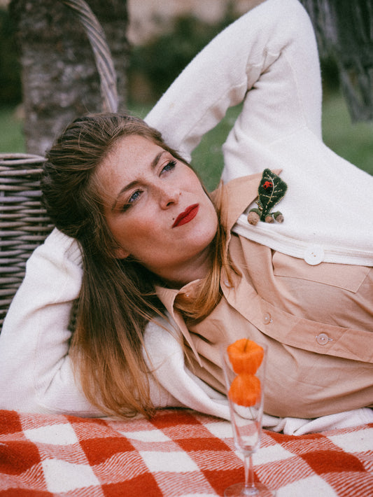 Gilet long blanc grandes poches