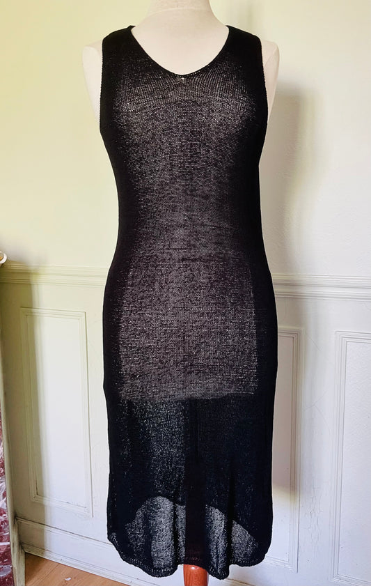 Robe de plage longue noire transparente