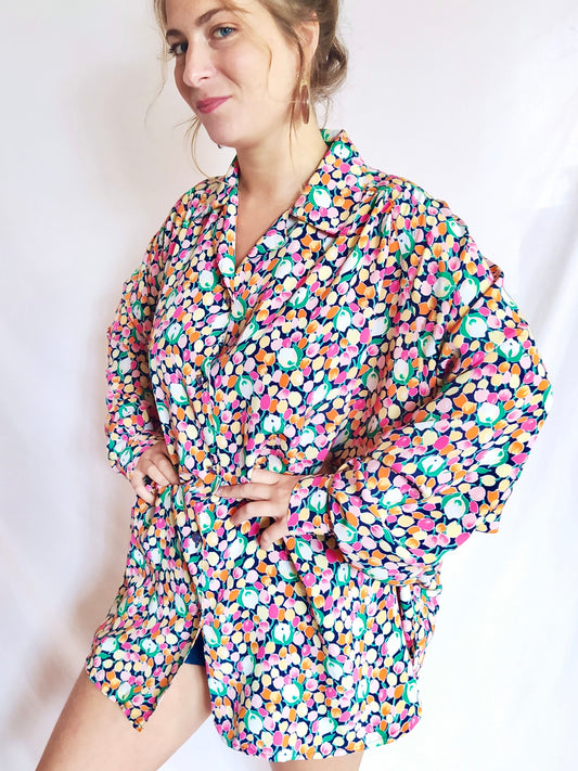 Chemise ultra large fleurie