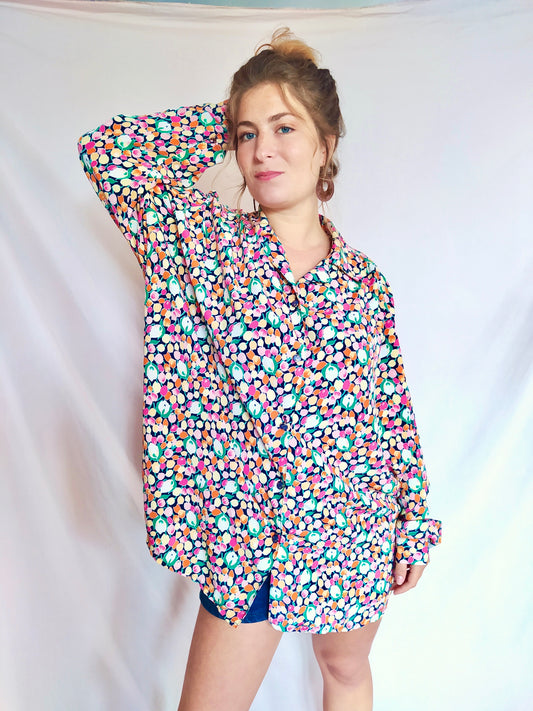 Chemise ultra large fleurie