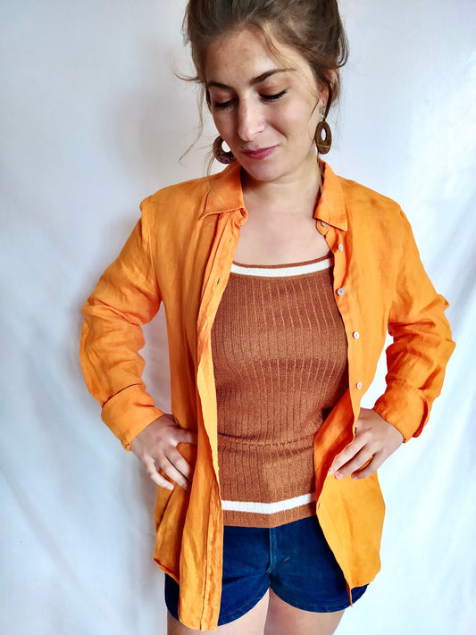 Chemise en lin orange MASSIMO DUTTI