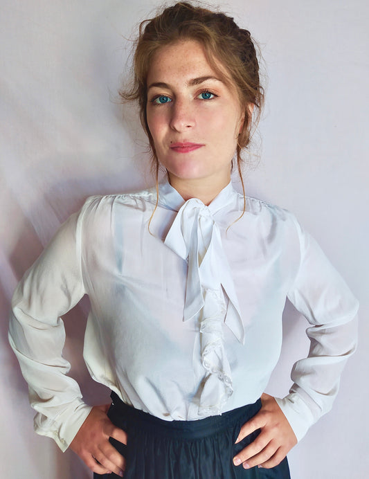 Chemise blanche dentelle 100% soie PABLO