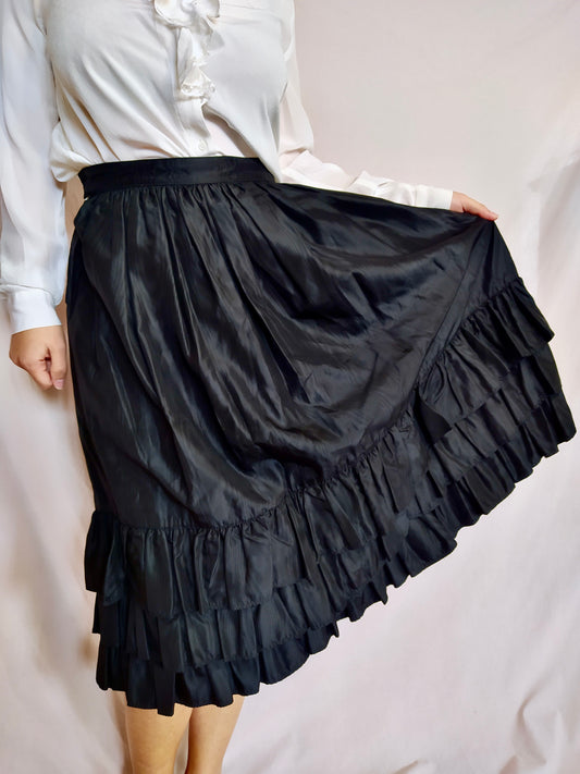 Jupe longue noire froufrous