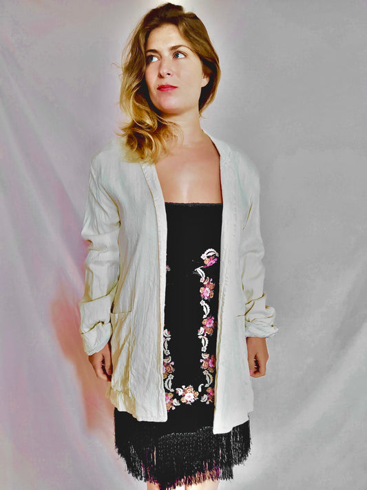 Veste de cocktail mixte couleur crème 100% soie