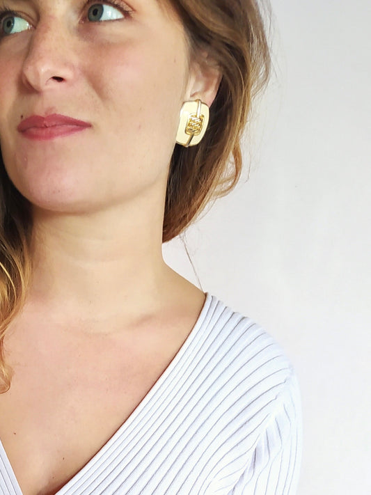 Boucles d'oreilles carrées dorées
