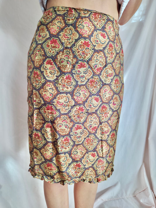 Jupe taille haute motifs asiatiques