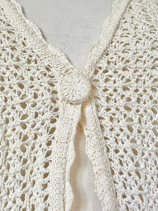 Gilet crocheté écru