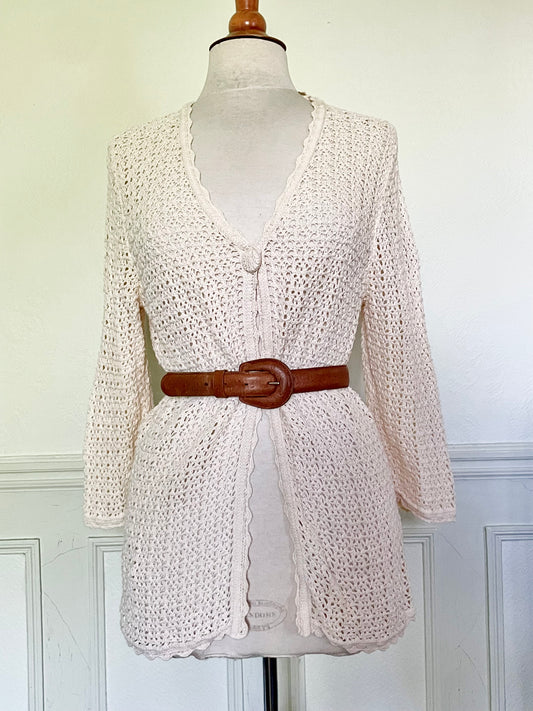 Gilet crocheté écru