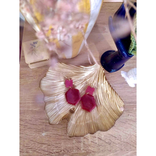 Boucles d'oreilles rouge/bordeaux pailletées