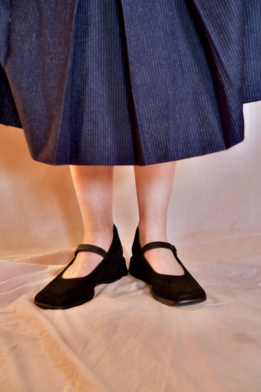 chaussures escarpins talon compensé babies noires daim cuir nubuck vintage seconde main retro