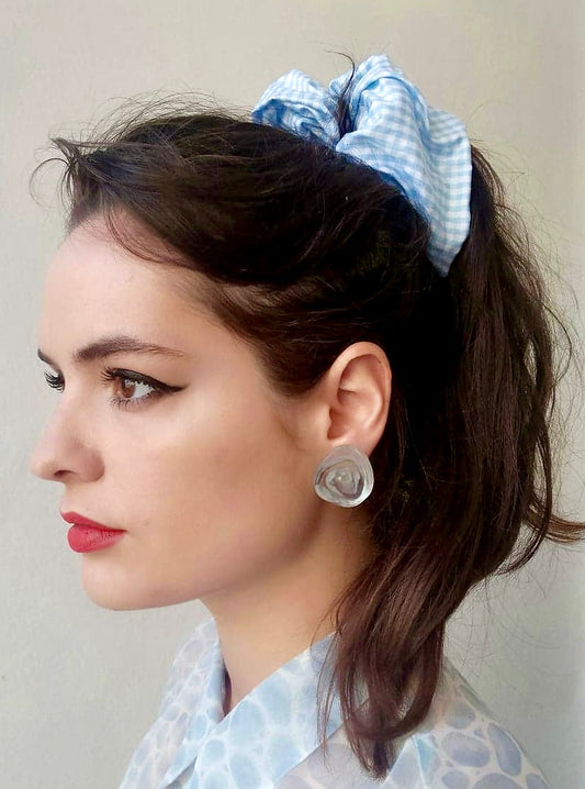 Chouchou à carreaux bleu et blanc
