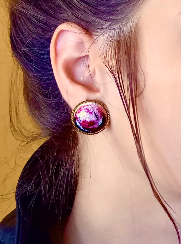 Boucles d'oreilles tourbillon rose