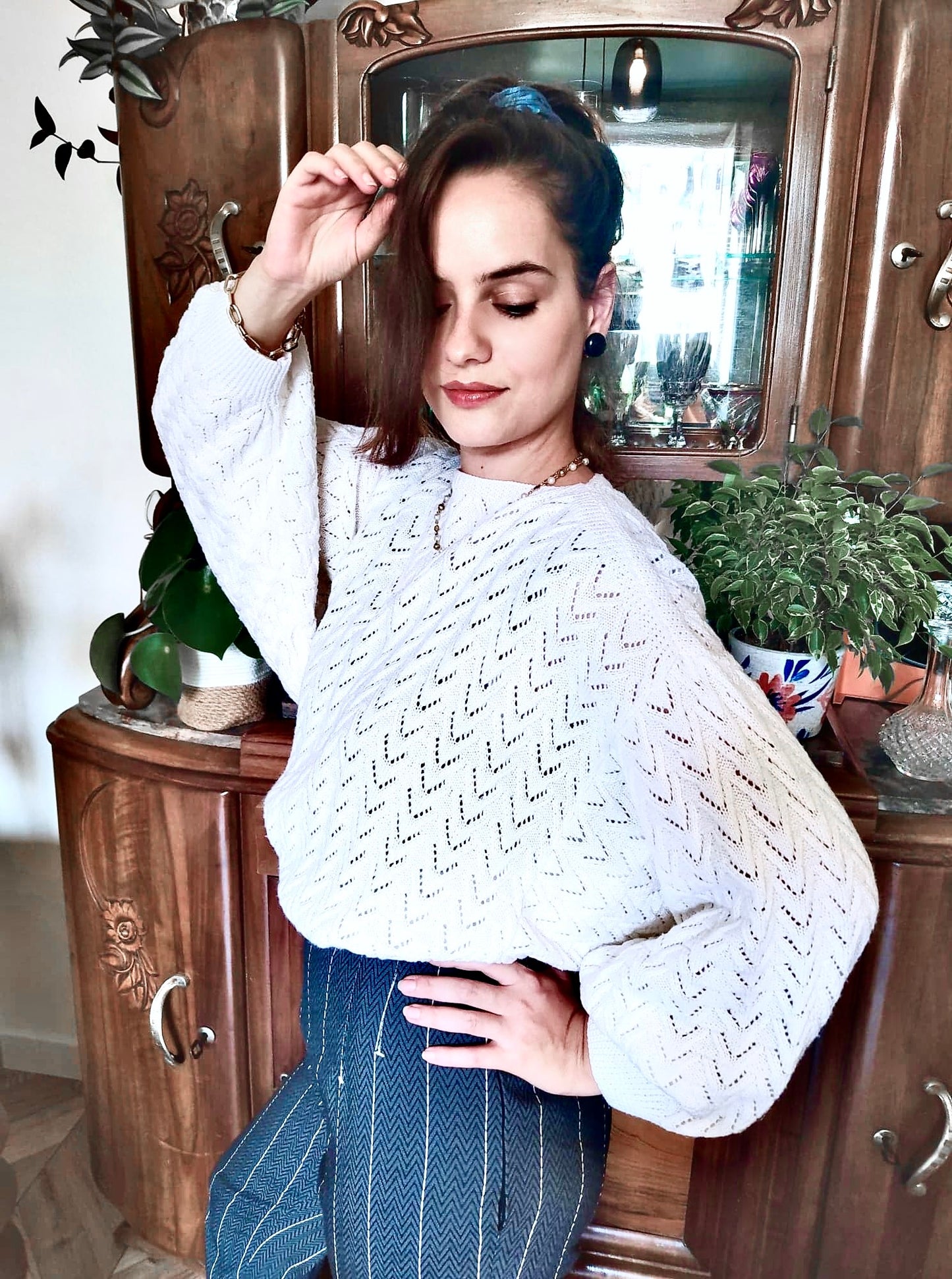 Pull tricot blanc