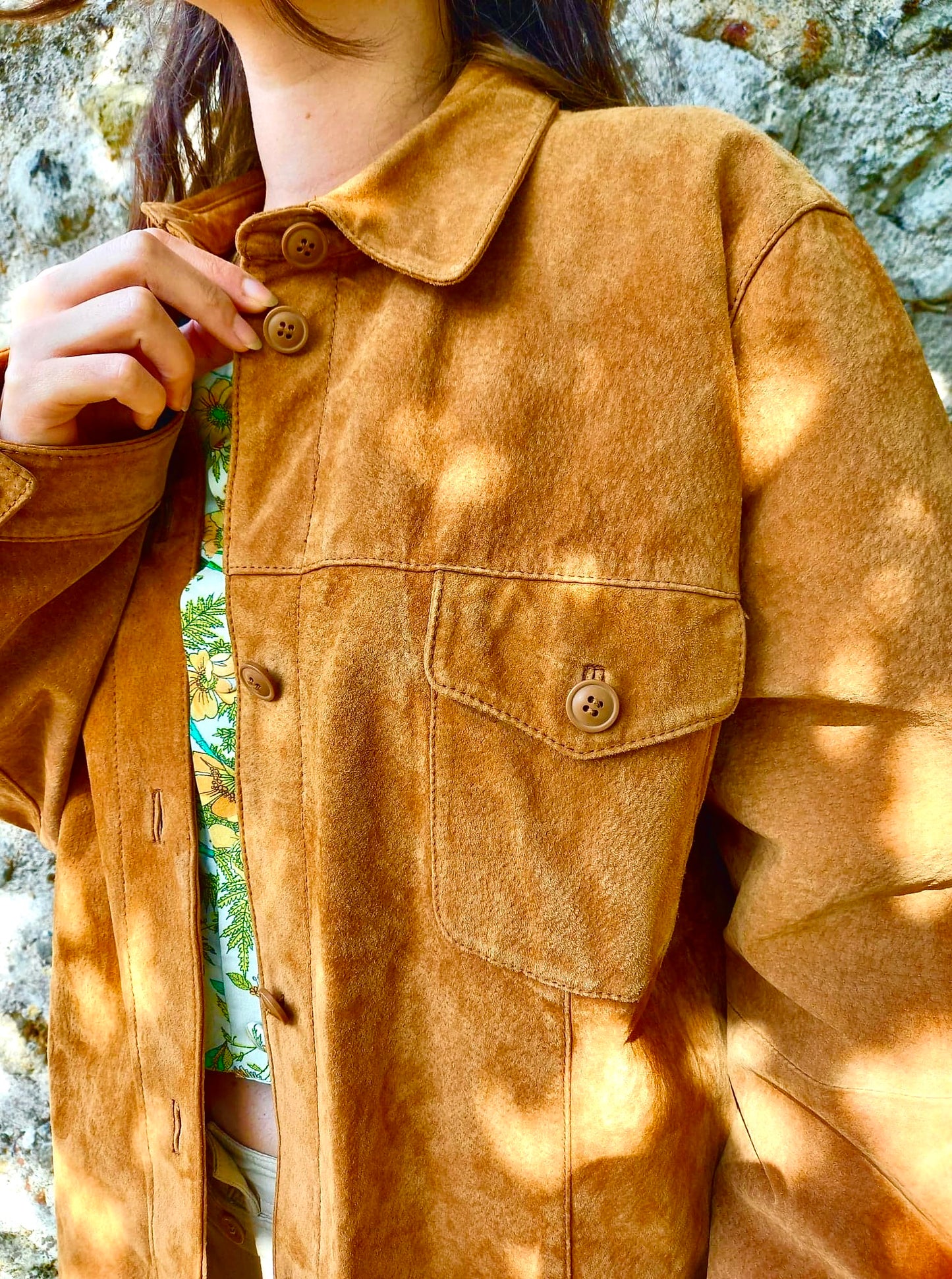 Veste en daim camel