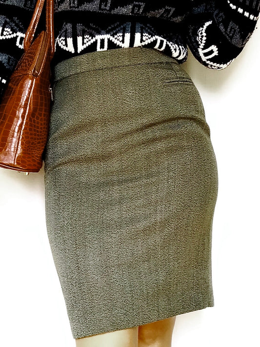 Jupe tube laine kaki