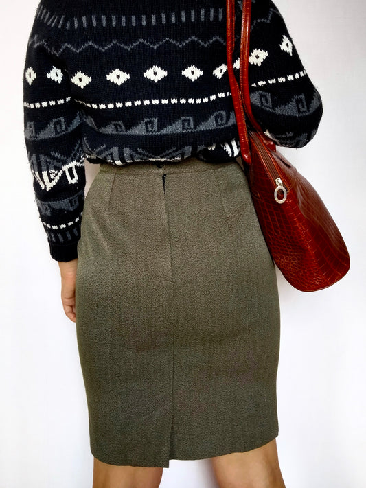 Jupe tube laine kaki