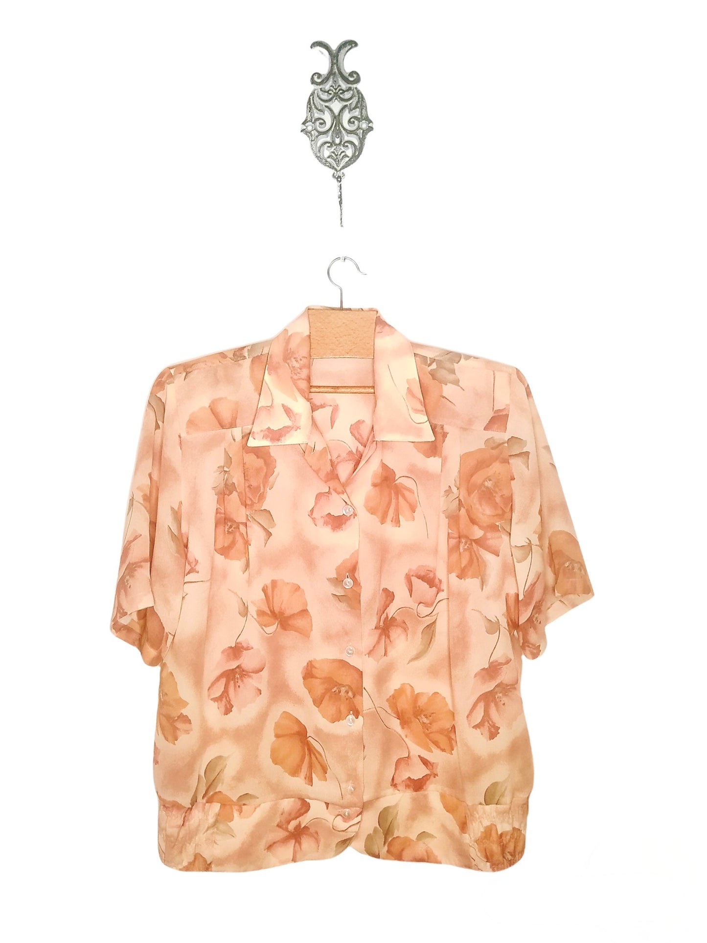 Chemise orange à fleurs