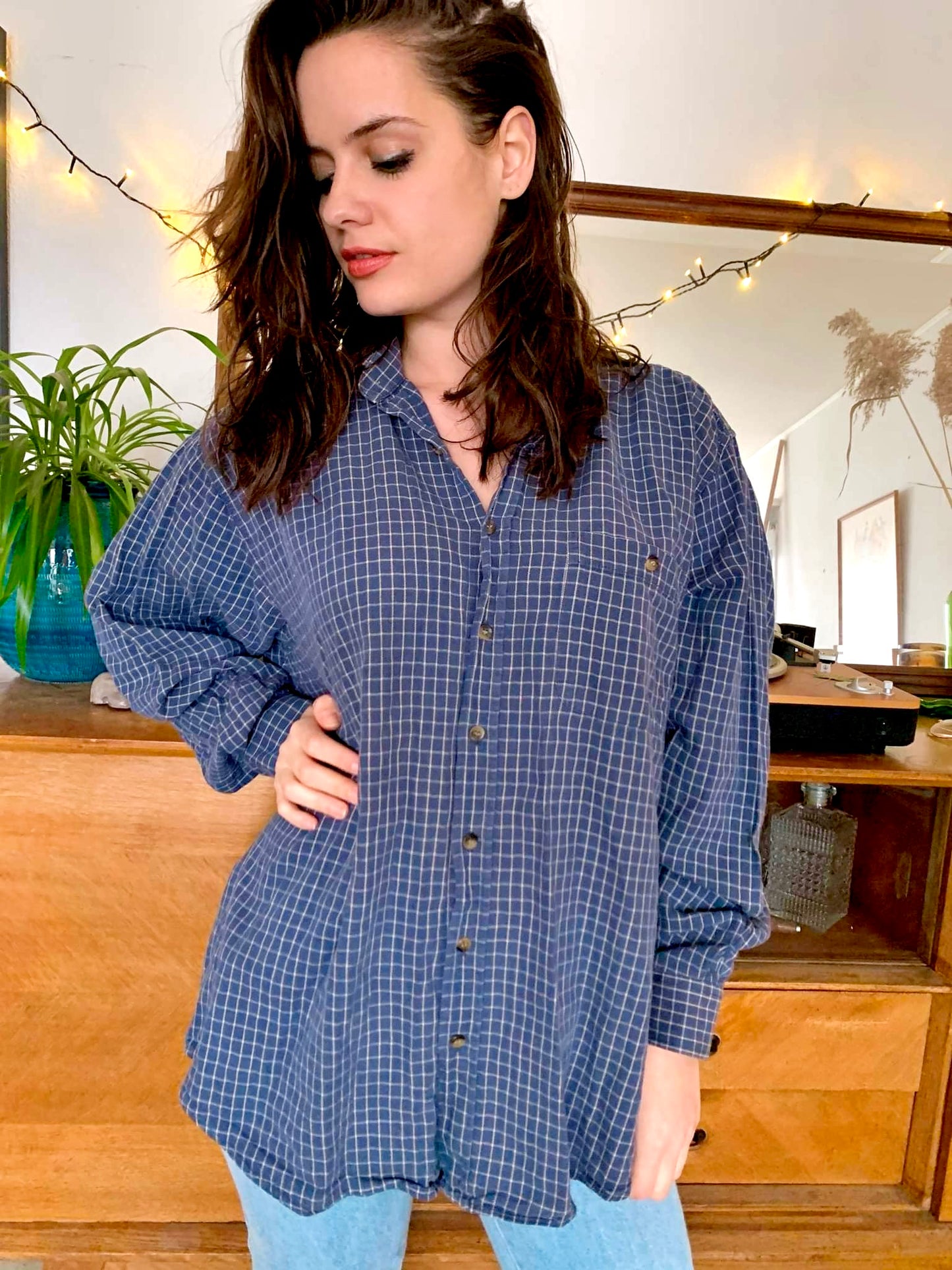 Chemise bleue à carreaux